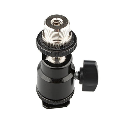 CAMVATE 5/8"-27 Camera Accessory Mount to Cold Shoe with Mini Ball Head for Microphone Stand - 1188
