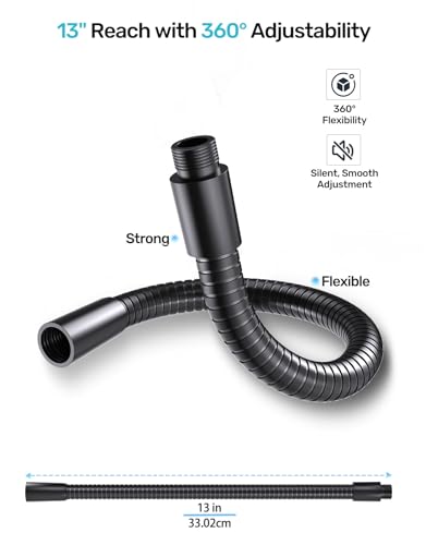 13-inch Microphone Gooseneck (5/8"-27 Thread) - 360° Adjustment, Heavy Duty &Flexible Metal Extension Arm with High Load-bearing Capacity for Podium, Drum Mic Stand, Lecture and DIY, Black - size: 13 Inch Gooseneck
