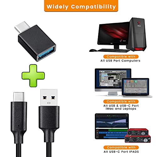 weishan Type C to USB Cable Compatible with Focusrite Scarlett Solo(3rd Gen), Scarlett 2i2(3rd Gen) USB Audio Interface, with USB C Male to USB Female Adapter, 6.6 ft - style: Glossy