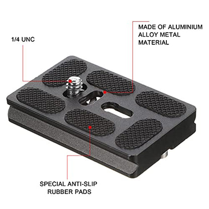 Frienda 2 Pieces Metal Quick Release Plate with 1/4''-20 Camera Screw Tripod Mount Plate Fits Standard for DSLR Camera Tripod Ball Head(Black,Pu60) - color: Black, style: PU60