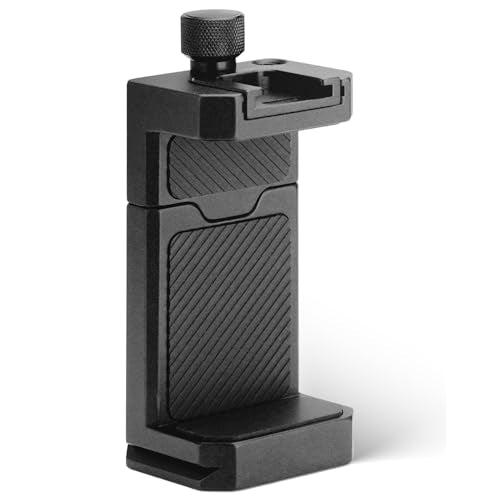 Aluminum Phone Tripod Mount with Cold Shoe & ARCA-Swiss Quick Release, Adjustable Smartphone Clamp with 1/4" Thread, Universal Phone Holder for iPhone 17/16/15/14/13, Samsung, Vlogging, Filming