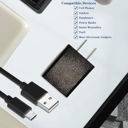 5v 1a power cord 5v-1a adapter micro usb cable 5v1a charger 5v/1a power supply micro usb charger with wall plug 5v 1000ma microusb 5 volt 1 amp 5 watt fo radio/electric toothbrush/PointReading pen/Toy - color: black+micro usb cable