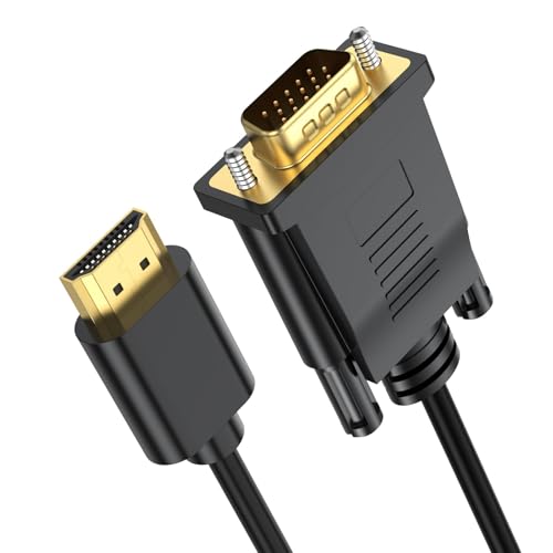 HDMI to VGA Cable 3.3 Feet, HDMI to VGA Cord (Male to Male) 1080P HD Video Cables Compatible for Computer, Desktop, Laptop, PC, Monitor, Projector, HDTV and More (NOT Bidirectional) - size: 3 Feet, style: 1Pack