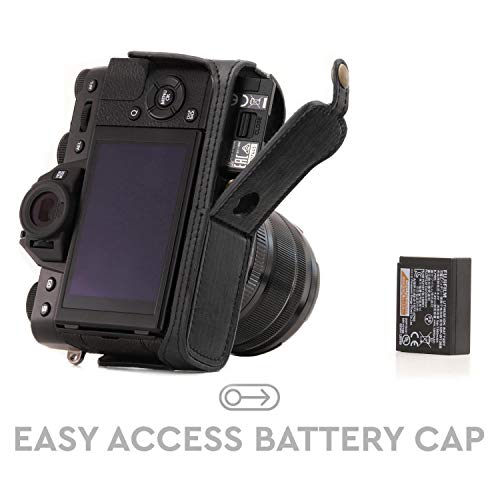MegaGear Ever Ready Leather Camera Half Case and Strap Compatible with Fujifilm X-T30, X-T20, X-T10 - color: Black