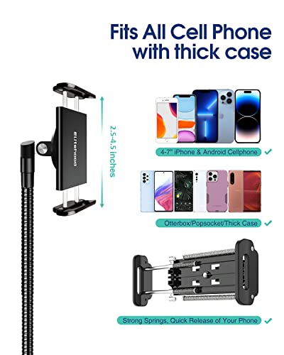 Elitehood 6.7 Feet Tall Phone Tripod, Heavy Duty Metal iPhone Tripod Stand with Remote, 17" Gooseneck Overhead Phone Mount for iPhone 15 14 13 Pro Max / 13 Pro / 13 12 11, Android Cell Phone Black - style: Flexible Arm