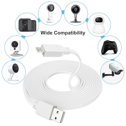 2-Pack Power Extension Cable 25FT, Compatible with Wyze Cam v4, Wyze Cam Pan v3, Wyze OG, Wyze Cam v3 and v3 Pro Security Camera, Flat Camera Micro USB Charging Cable with 1FT L-Shaped Adapters - size: 25FT-2PK