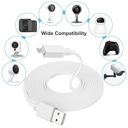 2-Pack Power Extension Cable 25FT, Compatible with Wyze Cam v4, Wyze Cam Pan v3, Wyze OG, Wyze Cam v3 and v3 Pro Security Camera, Flat Camera Micro USB Charging Cable with 1FT L-Shaped Adapters - size: 25FT-2PK