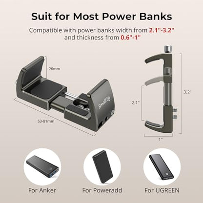 SMALLRIG Power Bank Holder, Power Bank Clamp Mount for Camera, Compatible with Width Range 2.1"–3.3" and Thickness Range 0.6"–1" Power Banks2790 - size: 81.5mm x 30mm x 35mm