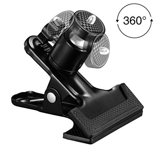 Multi-Function Tripod Clip Clamp Flash Holder Mount with 360 Swivel Photography Ball-Head for SLR, DSLR, Video Cameras, Studio Backdrop