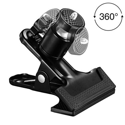 Multi-Function Tripod Clip Clamp Flash Holder Mount with 360 Swivel Photography Ball-Head for SLR, DSLR, Video Cameras, Studio Backdrop