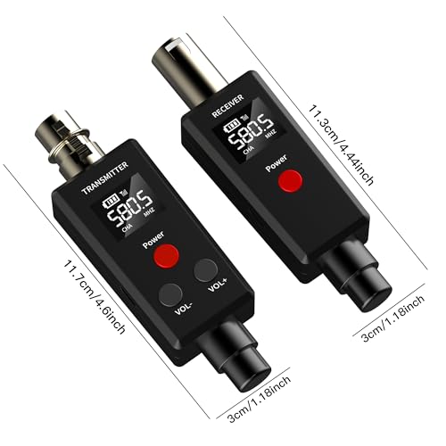 Elimavi 2.4GHz UHF Wireless Microphone System XLR Mic Adapter Wireless Transmitter and Receiver for Dynamic Microphone, Audio Mixer, PA System. - size: 1 x Receiver + 1 x Transmitters