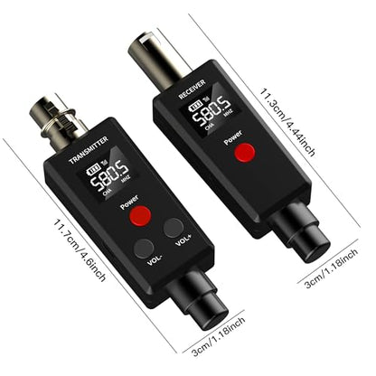Elimavi 2.4GHz UHF Wireless Microphone System XLR Mic Adapter Wireless Transmitter and Receiver for Dynamic Microphone, Audio Mixer, PA System. - size: 1 x Receiver + 1 x Transmitters