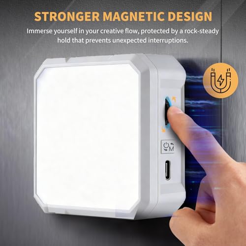 AILIGHT Magnetic LED Video Light, Portable Camera Lights for Content Creator(CRI 98+ & 2500-9000K) Rechargeable 2000mAh Camera Fill Light with Cold Shoe Mount | Photography Lighting - White - color: White