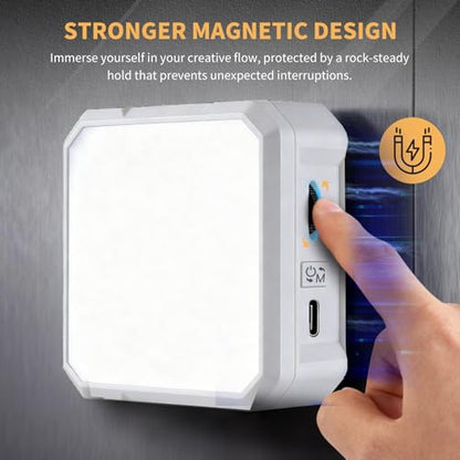 AILIGHT Magnetic LED Video Light, Portable Camera Lights for Content Creator(CRI 98+ & 2500-9000K) Rechargeable 2000mAh Camera Fill Light with Cold Shoe Mount | Photography Lighting - White - color: White