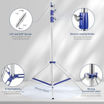 Light Stand Photography 10.5ft/320cm, 2 Pack Heavy Duty Photography Tripod Stand with 1/4” to 3/8” Universal Screw, Adjustable Lighting Stand for Studio LED, Ring Light, Softbox, Monolight, Strobe - size: 2 pack