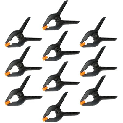 10 Pack 4.5 Inch Plastic Spring Clamps, Black Heavy Duty Clips, Spring Clamps for Balloon Arch, Backdrop Stand, Banner, Woodworking, Photography, Crafts, Garland Clips, Medium Clamp with Soft Tips - size: 4.5in-10P