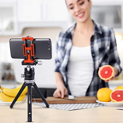 K&F CONCEPT Aluminum Alloy Quick Release Plate with 1/4 Inch Screw for Camera, Cage, Cellphone etc (Orange) - color: Mobile Phone Clip + Quick Release Plate