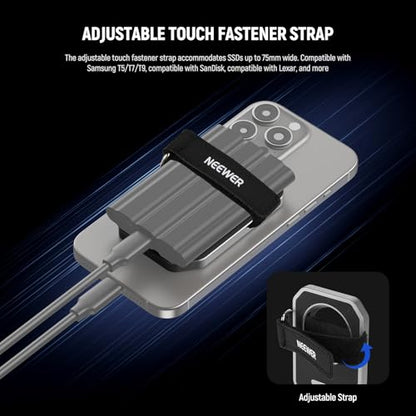 NEEWER Magnetic SSD Mount with Upgraded Touch Fastener, SSD Holder Compatible with MagSafe 16 Pro Max 15 Pro Max 16 Pro 15 Pro for ProRes Video Recording Samsung Lexar SanDisk SSD, PA040 - style: PA040