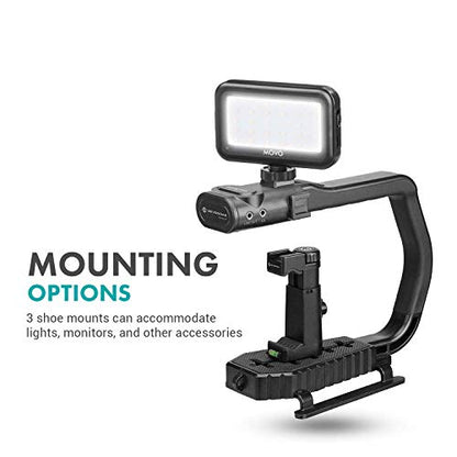 Movo MicRig-W1 Wireless Microphone Filmmaker Kit - Video Handle Stabilizer with Built-in Wireless Lavalier Microphone Compatible with Canon EOS, Nikon, Sony, Panasonic DSLR and Mirrorless Cameras