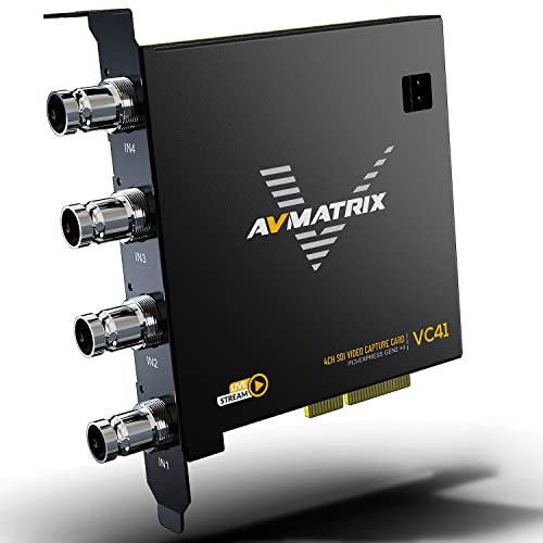 AVMATRIX PCIE Capture Card for PC, 4CH SDI with 1080P60 Ultra-Low Latency for Multi-Channel Live Streaming, Video Conferencing, Online Education, telemedicine Broadcasting on PC/Mac - color: PCIE-4CH SDI