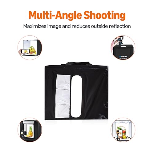 Amazon Basics Portable Foldable Photo Studio Box with LED Lights for Product Photography, 25 x 30 x 25 Inches, White Backdrop, Black