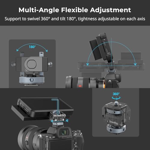 SmallRig Camera Monitor Mount Lite with Cold Shoe, Swivel 360° and Tilt 180° Holder for Field Monitor, LED, Flash and Video Shooting Photography Accessories, Max Load Capacity of 90° Tilt 3.2kg