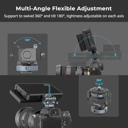 SmallRig Camera Monitor Mount Lite with Cold Shoe, Swivel 360° and Tilt 180° Holder for Field Monitor, LED, Flash and Video Shooting Photography Accessories, Max Load Capacity of 90° Tilt 3.2kg