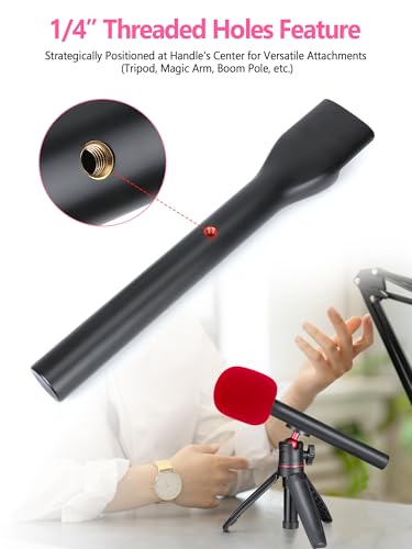 YOUSHARES Handheld Adaptor with Foam Cover, Compatible with Rode and DJI Wireless Microphones for Interviews (Red Foam) - color: Red Foam