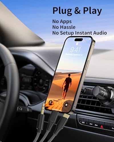 [3-in-1 RCA Audio Cable] Lightning/USB C/3.5mm to 2 RCA – Compatible with iPhone, Android, Home Theater, Car Stereo, Speaker, Amplifier (6FT) - size: 6FT
