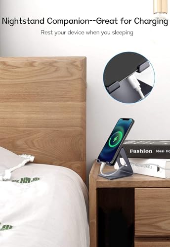 Aoviho Cell Phone Stand Desk Phone Holder - Aluminum Mobile Phone Cradle Dock for iPhone 15 14 13 12 pro 11 X Xs max 8 7 6 6s Plus SE 5 Samsung All Smart Phones, Dark Gray - color: Dark Gray