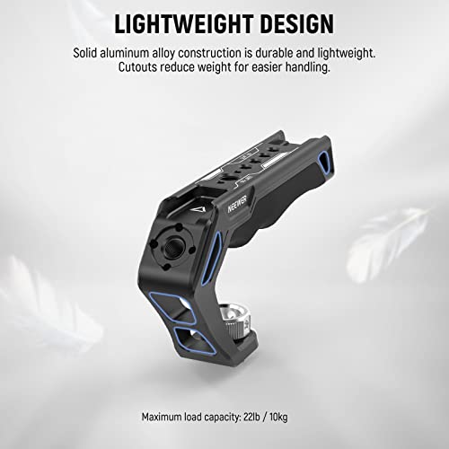 NEEWER Camera Top Handle with 3/8" ARRI Locating Pins, Comfort Silicone Grip with 1/4" 3/8" Threads and 3 Cold Shoes, Compatible with SmallRig Handles Camera Cages Video Rigs, CA007 - style: CA007