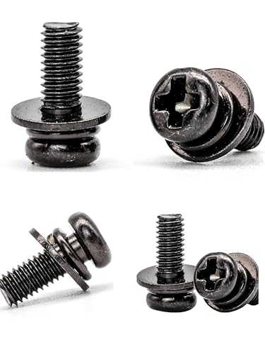 20 PCS Vesa Screws, VESA Compatible M4x10mm TV/Monitor Wall Mount Screws for 75x75mm and 100x100mm Brackets. Phillips Head M4 x 10mm Black with Washers - size: M4, style: 20 PCS
