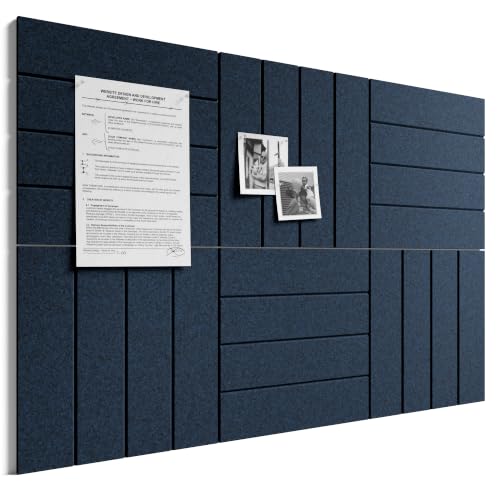 Bumusty Large Cork Board Alternative-36 x 24" Felt Bulletin Board Tiles, with 30 Pushpins, 40 Adhesive Tabs, Bold-Stripe 6-Pack, Cork Boards for Office Push Pin Board Felt Board-Carbon Blue - color: Carbon Blue, size: Bold-stripe 6-pack