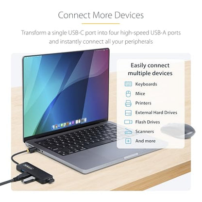 StarTech 4-Port USB-C Hub 5Gbps with 4X USB-A, Mini (H5C4A-USB-HUB) - size: 0.4 ft, style: USB-C