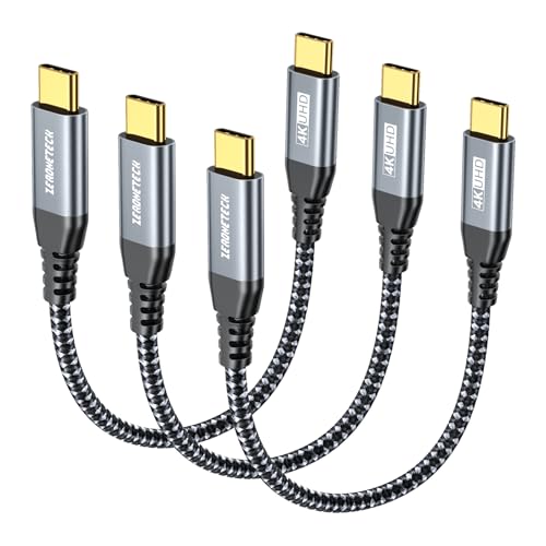 ZeroneTeck 6 Inch USB C Cable [3-Pack 0.5FT], USB C 3.2 Gen 2 Cable 20Gbps High Speed Data Transfer, 4K Monitor Video Output 100W Charging, for iPhone 17, MacBook, iPad, Externa SSD, Dell, ARZOPA, KYY - color: Black, size: 0.5FT+0.5FT+0.5FT, style: Straig