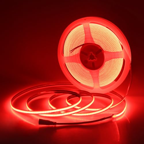 Aclorol Led COB Light Strip 32.8ft Red Led Strip Lights 24V Flexible Led Strip Lighting Led Tape for Bedroom Cabinet Other DIY Lighting 320Leds/m 10M(Power Supply&LED Dimmer Not Included) - color: Red, size: 32.8FT(No Power Supply)