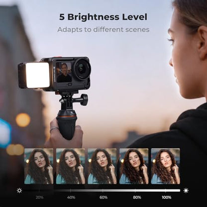 K&F CONCEPT Magnetic Mini LED Fill Light Compatible for DJI Osmo Action 6 | Magnet Backplate 1.5W USB C Rechargeable Quick Release Vlogging Lighting, Action Camera Selfie Video Recording for Osmo Nano - size: For Osmo Action 6/Osmo Nano