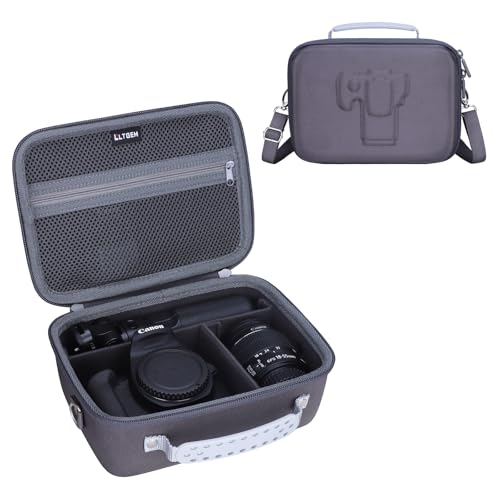 L LTGEM Hard Camera Case Compatible with Canon EOS Rebel T7, R50, R6 Mark II, R100, DSLR SLR Cameras, Lenses, and Tripods, Camera Travel Bag, Featuring 4 Dividers and a Shoulder Strap, Dark Gray - color: Dark Gray