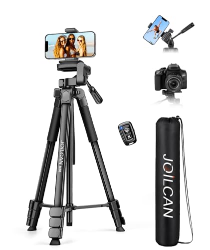 JOILCAN Phone Tripod Stand - 67" Aluminum Extendable Tripod with Remote, Portable Tripods for iPhone Photos Selfie & Video, Compatible with iPhone DSLR Camera Projector - color: Dark, size: 67 Inch