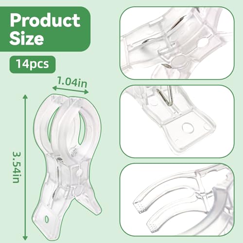 14 Pack Clear Balloon Arch Clips, 3.5" Plastic Transparent Clamps Heavy Duty Spring Clamps for Balloon Arch, Birthday Decoration Crafts Woodworking Photography Studios - style: 14 PCS