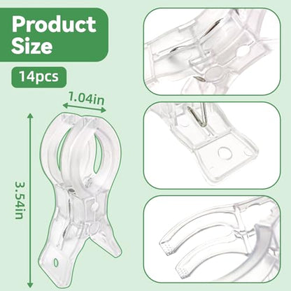 14 Pack Clear Balloon Arch Clips, 3.5" Plastic Transparent Clamps Heavy Duty Spring Clamps for Balloon Arch, Birthday Decoration Crafts Woodworking Photography Studios - style: 14 PCS