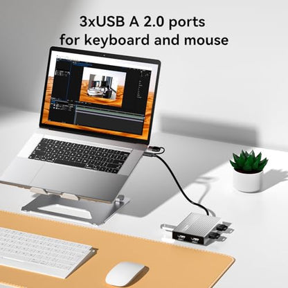 ACASIS USB C to Dual HDMI DisplayLink Adapter, 4K@60Hz, 2 HDMI & 3 USB-A Ports, 100W PD Charging, USB C DisplayLink Docking Station for Mac M1/M2/M3/M4/Windows,USB A/C to Dual Monitor Adapter(Silver) - color: Silver