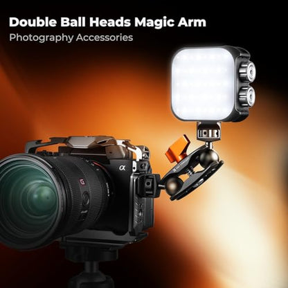 K&F CONCEPT Dual Ball Heads Magic Arm, Articulating Magic Arm with 1/4"-20 Screw, 360° swivelling Ball Head, Aluminum Alloy Camera Monitor Mount Arm