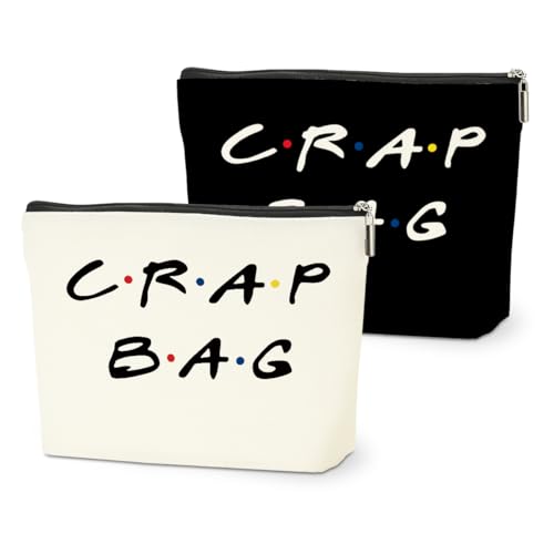 2 PCS Friend Gifts Makeup Bag, Best Friend Birthday Gifts, Funny Friends Theme Cosmetic Bags, Sister Christmas Graduation Friendship Gift for Women Men Best Friends Mom, Black White Travel Organizer - color: Multicolor 0082
