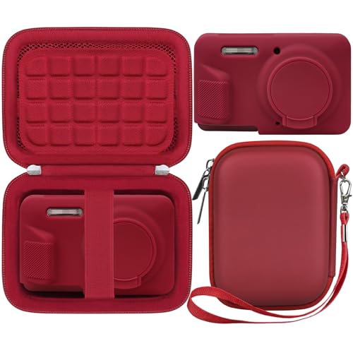 BOVKE Bundle Kit Case for KODAK PIXPRO FZ55 - Hard Carrying Storage Box with Silicone Protective Cover, Travel Holder Bag with Soft Skin Case Sleeve Set for FZ55 Digital Camera & Accessories, Red - color: Red