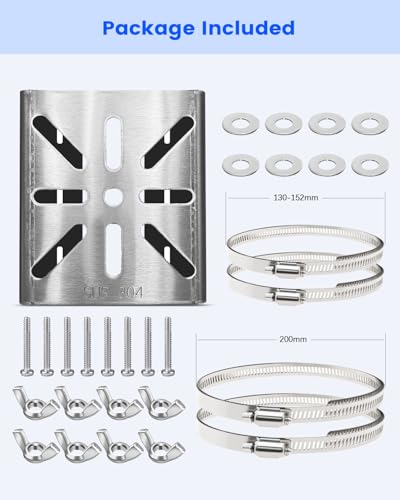 Metal Universal Vertical Pole Mounting Bracket for Security Cameras, Stainless Steel Corner Adapter with 8 Loops, Metal Holder for CCTV Cameras - size: 2 Pack