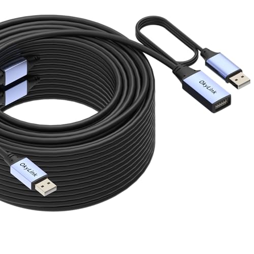 OkyLink Active USB 2.0 Extension Cable A to A, Male to Female 100ft(30M) | 480Mbps Signal booster cord, compatible with printer, mouse, keyboard, scanner, camera - size: 100ft (30m)
