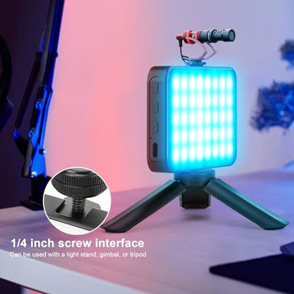 LUXCEO RGB Video Light, Portable LED Camera Light Panel, Dimmable 3000K-6000K CRI95+ Color Photo Light with 3000mAh Rechargeable Battery, for Photography Lighting, Vlogging, Video Conference