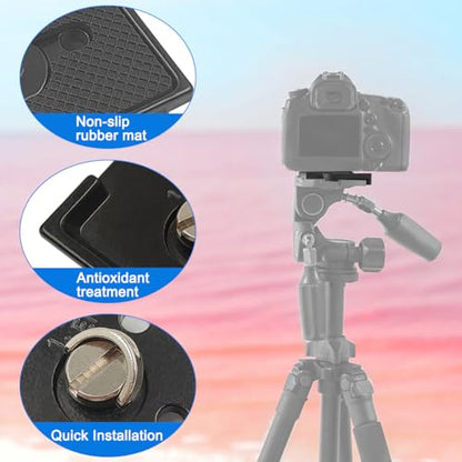2 Pack Quick Release Plate, Tripod Quick Release Adapter Compatible for Manfrotto 200PL-14 QR Cameras Tripod, Camera Mounting Adapter with 1/4" and 3/8" Screws Ball Head Parts Replacement Adapter - size: 51 mm x 41 mm