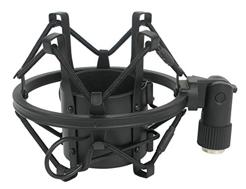 Rockville RDTS Bundle: Adjustable Height Studio Desktop Tripod Mic Stand with Mic Clip, R-Shock Black Metal Shock Mount for Studio Mic, 2-items